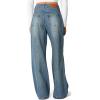 image:imageSidefeel Womens Wide Leg Jeans High Waisted Stretchy Straight Leg Jeans Trendy Seamed Front Loose Denim PantsVintage Blue