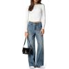 image:imageSidefeel Womens Wide Leg Jeans High Waisted Stretchy Straight Leg Jeans Trendy Seamed Front Loose Denim PantsVintage Blue