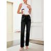 image:imageSidefeel Womens Straight Leg Jeans High Waisted Stretchy Rhinestone Wide Leg Denim PantsBlack
