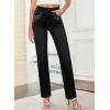 image:imageSidefeel Womens Straight Leg Jeans High Waisted Stretchy Rhinestone Wide Leg Denim PantsBlack
