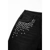 image:imageSidefeel Womens Straight Leg Jeans High Waisted Stretchy Rhinestone Wide Leg Denim PantsBlack