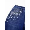 image:imageSidefeel Womens Straight Leg Jeans High Waisted Stretchy Rhinestone Wide Leg Denim PantsBluing