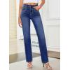image:imageSidefeel Womens Straight Leg Jeans High Waisted Stretchy Rhinestone Wide Leg Denim PantsBluing