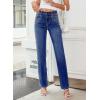 image:imageSidefeel Womens Straight Leg Jeans High Waisted Stretchy Rhinestone Wide Leg Denim PantsBluing