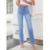 image:imageSidefeel Womens Straight Leg Jeans High Waisted Stretchy Rhinestone Wide Leg Denim PantsLight Blue