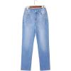 image:imageSidefeel Womens Straight Leg Jeans High Waisted Stretchy Rhinestone Wide Leg Denim PantsLight Blue