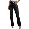 image:imageSidefeel Womens Straight Leg Jeans High Waisted Stretchy Rhinestone Wide Leg Denim PantsBlack