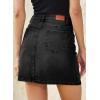 image:imageSidefeel Womens Jean Skirt High Waist Drawstring Stretchy Casual Summer Loose Fit Trendy Mini Denim Skirt with PocketsBlack