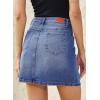 image:imageSidefeel Womens Jean Skirt High Waist Drawstring Stretchy Casual Summer Loose Fit Trendy Mini Denim Skirt with PocketsBlue