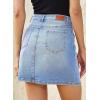 image:imageSidefeel Womens Jean Skirt High Waist Drawstring Stretchy Casual Summer Loose Fit Trendy Mini Denim Skirt with PocketsIceland Blue