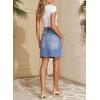 image:imageSidefeel Womens Jean Skirt High Waist Drawstring Stretchy Casual Summer Loose Fit Trendy Mini Denim Skirt with PocketsLight Blue
