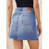 image:imageSidefeel Womens Jean Skirt High Waist Drawstring Stretchy Casual Summer Loose Fit Trendy Mini Denim Skirt with PocketsLight Blue