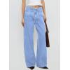 image:imageSidefeel Womens Wide Leg Jeans Low Waisted Stretchy Drawstring Button Down Denim PantsIceland Blue