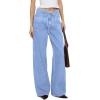 image:imageSidefeel Womens Wide Leg Jeans Low Waisted Stretchy Drawstring Button Down Denim PantsIceland Blue