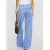 image:imageSidefeel Womens Wide Leg Jeans Low Waisted Stretchy Drawstring Button Down Denim PantsIceland Blue