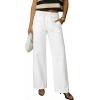 image:imageSidefeel Womens Wide Leg Jeans Low Waisted Stretchy Drawstring Button Down Denim PantsWhite