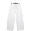 image:imageSidefeel Womens Wide Leg Jeans Low Waisted Stretchy Drawstring Button Down Denim PantsWhite