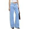 image:imageSidefeel Womens Wide Leg Jeans Low Waisted Stretchy Drawstring Button Down Denim PantsIceland Blue