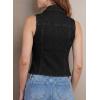 image:imageSidefeel Womens Denim Vest Lapel Sleeveless Button Down Crop Trendy Cowgirl Outfit Jean Vest TopBlack
