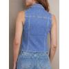 image:imageSidefeel Womens Denim Vest Lapel Sleeveless Button Down Crop Trendy Cowgirl Outfit Jean Vest TopLight Blue
