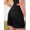 image:imageSidefeel Womens Jean Shorts High Waisted Stretchy Bermuda Raw Hem Denim Summer ShortsBlack
