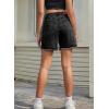 image:imageSidefeel Womens Jean Shorts High Waisted Stretchy Bermuda Raw Hem Denim Summer ShortsBlack
