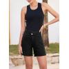 image:imageSidefeel Womens Jean Shorts High Waisted Stretchy Bermuda Raw Hem Denim Summer ShortsBlack