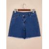 image:imageSidefeel Womens Jean Shorts High Waisted Stretchy Bermuda Raw Hem Denim Summer ShortsBlue