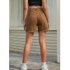 image:imageSidefeel Womens Jean Shorts High Waisted Stretchy Bermuda Raw Hem Denim Summer ShortsBrown