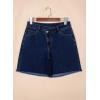 image:imageSidefeel Womens Jean Shorts High Waisted Stretchy Bermuda Raw Hem Denim Summer ShortsDark Blue