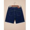 image:imageSidefeel Womens Jean Shorts High Waisted Stretchy Bermuda Raw Hem Denim Summer ShortsDark Blue