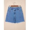 image:imageSidefeel Womens Jean Shorts High Waisted Stretchy Bermuda Raw Hem Denim Summer ShortsLight Blue