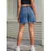 image:imageSidefeel Womens Jean Shorts High Waisted Stretchy Bermuda Raw Hem Denim Summer ShortsLight Blue