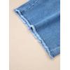 image:imageSidefeel Womens Jean Shorts High Waisted Stretchy Bermuda Raw Hem Denim Summer ShortsLight Blue