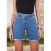 image:imageSidefeel Womens Jean Shorts High Waisted Stretchy Bermuda Raw Hem Denim Summer ShortsLight Blue