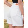 image:imageSidefeel Womens Jean Shorts High Waisted Stretchy Bermuda Raw Hem Denim Summer ShortsWhite