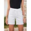 image:imageSidefeel Womens Jean Shorts High Waisted Stretchy Bermuda Raw Hem Denim Summer ShortsWhite