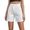 image:imageSidefeel Womens Jean Shorts High Waisted Stretchy Bermuda Raw Hem Denim Summer ShortsWhite