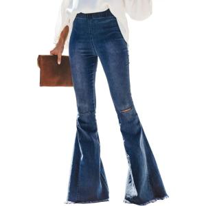 image:imageSidefeel Womens Flare Jeans Strenchy Elastic High Waisted Bell Bottom Bootcut Denim Pants91 Blue