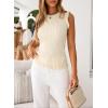 image:imageSidefeel Womens Tank Tops Casual Summer Sleeveless Crew Neck Ribbed Knit Trendy Ruffle Hem Slim Fitted Sweaters TopApricot