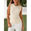 image:imageSidefeel Womens Tank Tops Casual Summer Sleeveless Crew Neck Ribbed Knit Trendy Ruffle Hem Slim Fitted Sweaters TopApricot