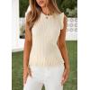 image:imageSidefeel Womens Tank Tops Casual Summer Sleeveless Crew Neck Ribbed Knit Trendy Ruffle Hem Slim Fitted Sweaters TopApricot