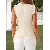 image:imageSidefeel Womens Tank Tops Casual Summer Sleeveless Crew Neck Ribbed Knit Trendy Ruffle Hem Slim Fitted Sweaters TopApricot