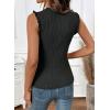 image:imageSidefeel Womens Tank Tops Casual Summer Sleeveless Crew Neck Ribbed Knit Trendy Ruffle Hem Slim Fitted Sweaters TopBlack