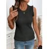 image:imageSidefeel Womens Tank Tops Casual Summer Sleeveless Crew Neck Ribbed Knit Trendy Ruffle Hem Slim Fitted Sweaters TopBlack
