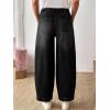 image:imageSidefeel Womens Barrel Jeans Elastic High Waisted Stretchy Baggy Wide Leg Jeans Trendy Patchwork Loose Ankle Denim PantsBlack