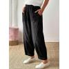 image:imageSidefeel Womens Barrel Jeans Elastic High Waisted Stretchy Baggy Wide Leg Jeans Trendy Patchwork Loose Ankle Denim PantsBlack