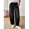image:imageSidefeel Womens Barrel Jeans Elastic High Waisted Stretchy Baggy Wide Leg Jeans Trendy Patchwork Loose Ankle Denim PantsBlack