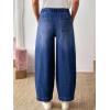 image:imageSidefeel Womens Barrel Jeans Elastic High Waisted Stretchy Baggy Wide Leg Jeans Trendy Patchwork Loose Ankle Denim PantsBlue