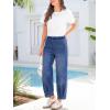 image:imageSidefeel Womens Barrel Jeans Elastic High Waisted Stretchy Baggy Wide Leg Jeans Trendy Patchwork Loose Ankle Denim PantsBlue